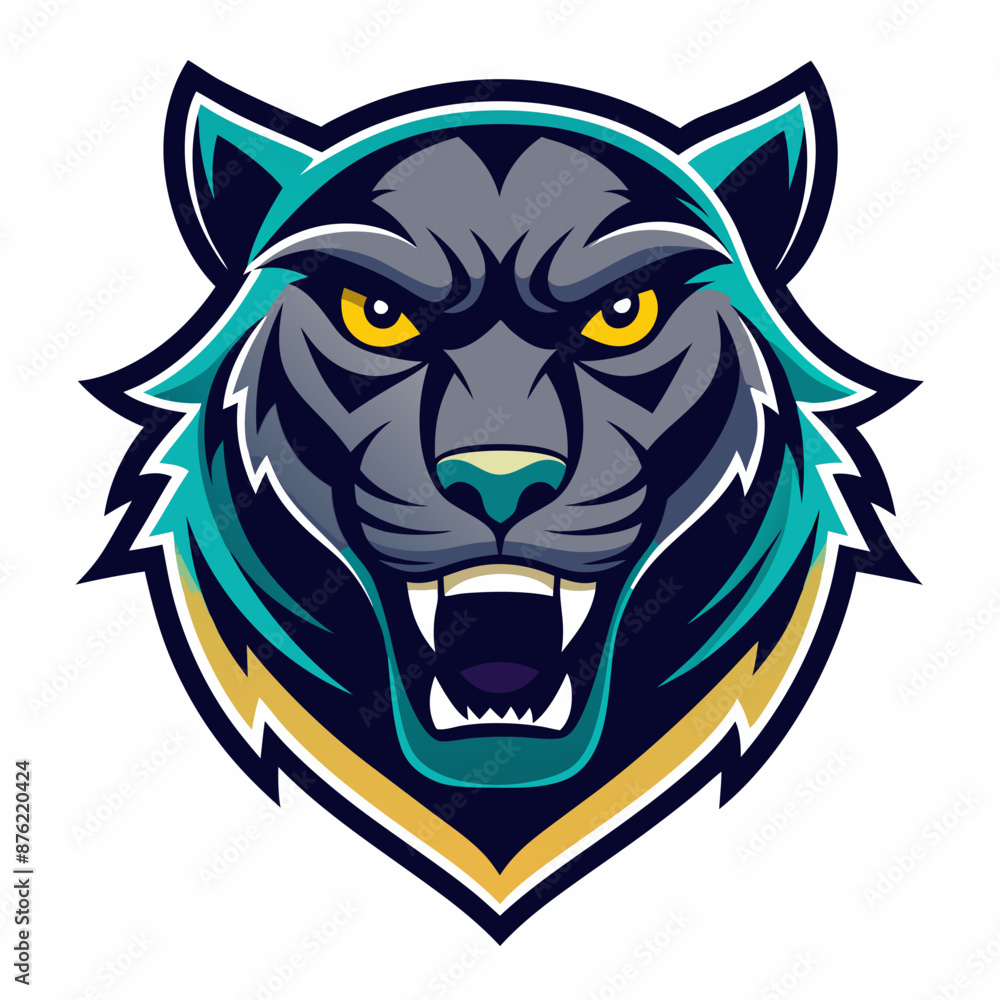 Obraz premium Aggressive Black Panther Logo – Minimalist and Dynamic Panther Icon for Professional Branding, Wildlife Conservation, Sports Teams, and Premium Fashion Labels with Bold and Powerful Design