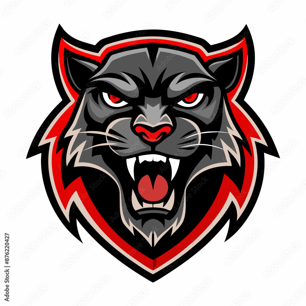 Obraz premium Aggressive Black Panther Logo – Minimalist and Dynamic Panther Icon for Professional Branding, Wildlife Conservation, Sports Teams, and Premium Fashion Labels with Bold and Powerful Design