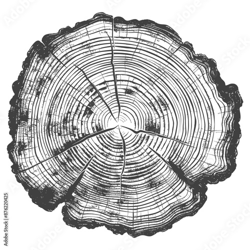 Detailed cross section of a tree trunk showing growth rings