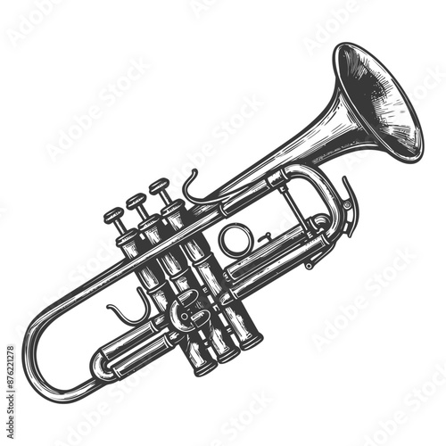 Detailed Hand-Drawn Trumpet Illustration
