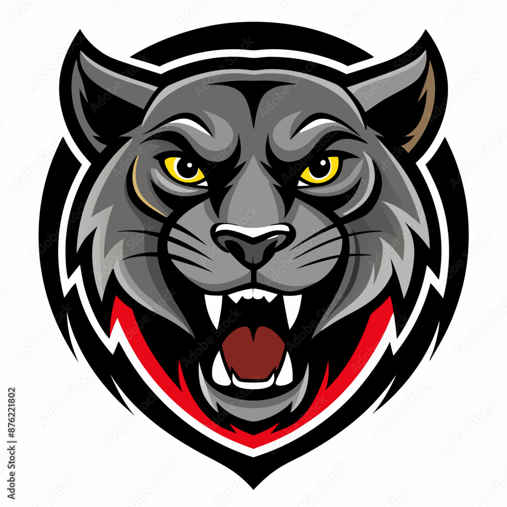 Naklejka premium Aggressive Black Panther Logo – Minimalist and Dynamic Panther Icon for Professional Branding, Wildlife Conservation, Sports Teams, and Premium Fashion Labels with Bold and Powerful Design