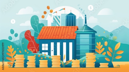 Crypto wealth management, optimizing farm finances, flat design illustration