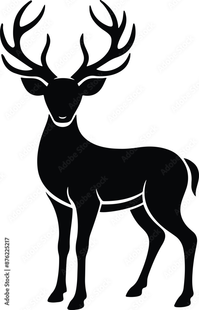 Obraz premium graphic deer silhouette vector illustration black background