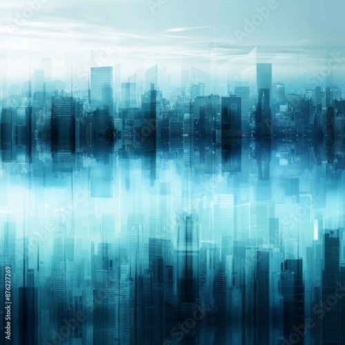 Abstract Vector Illustration, Futuristic blue Urban city  in clouds,Landscape with Advanced Smart City Technology, Graphic Resources, Wallpapers, Websites, banner design, Advertising, web, background  © Di