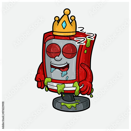 Sour Diesel  Mascot Character Cartoon With Sleep expression. For brand, label, packaging and product.