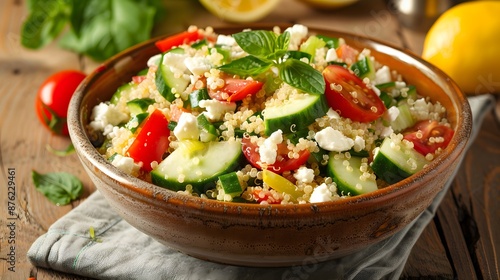 Quinoa Salad with Tomatoes, Cucumber, and Feta Cheese