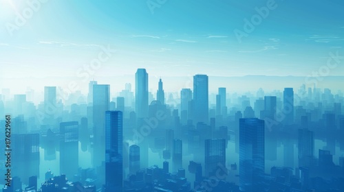 Abstract Vector Illustration, Futuristic blue Urban city in clouds,Landscape with Advanced Smart City Technology, Graphic Resources, Wallpapers, Websites, banner design, Advertising, web, background 