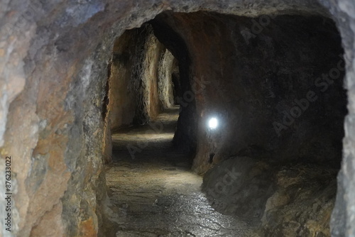 Wallpaper Mural Sa Calobra Pedestrian Tunnel, a narrow passageway carved into the rock that connects Sa Calobra with the Torrent de Pareis gorge. North of the Balearic island of Mallorca, Spain, Europe. Torontodigital.ca