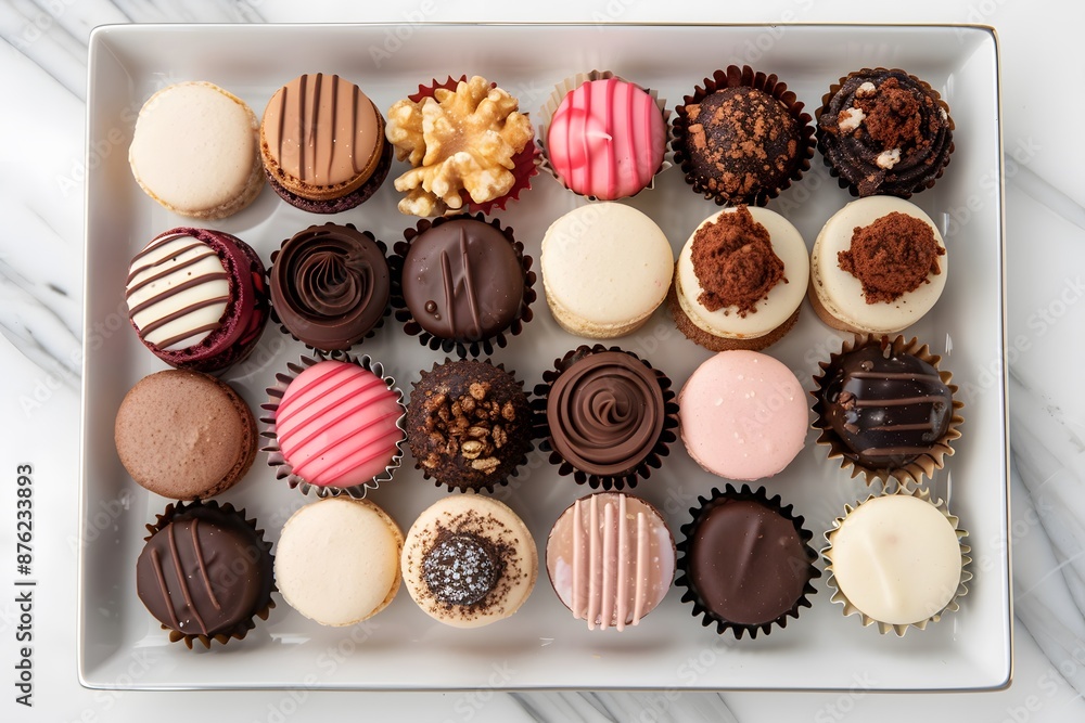 Assortment of Delicious Macarons and Chocolates Assortment of Delicious Macarons and Chocolates