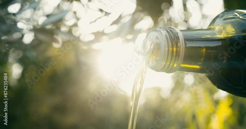 Green olive oil and  olive oil concept