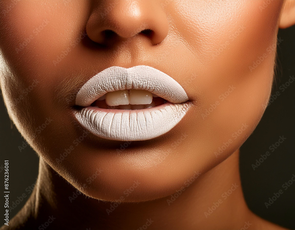 Obraz premium Close-Up of Female Lips with Lipstick