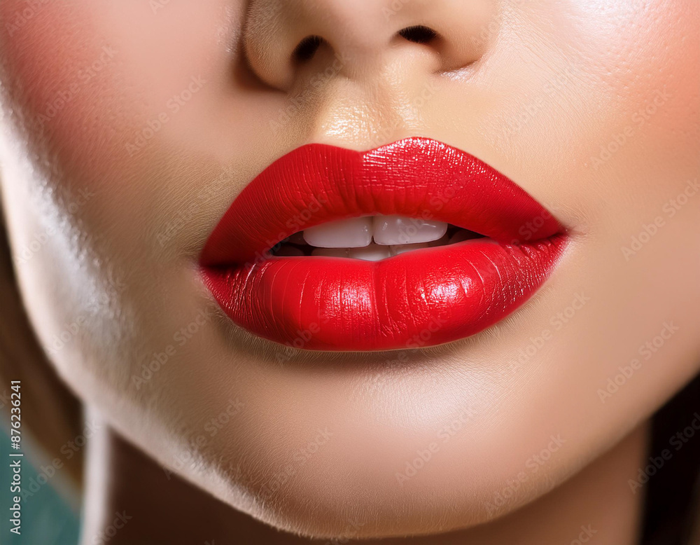 Close-Up of Female Lips with Lipstick Close-Up of Female Lips with Lipstick