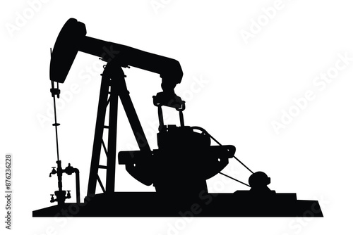 Oil well silhouette vector. Oil extraction sign.