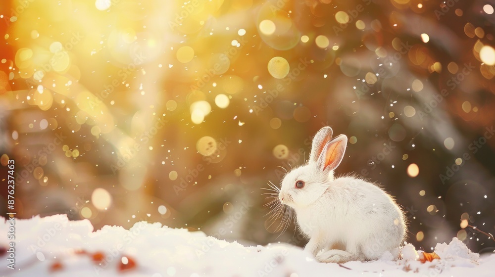 White Rabbit in Snowy Forest White Rabbit in Snowy Forest