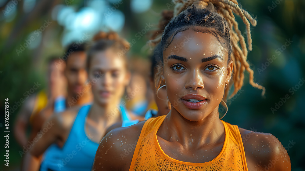 Diverse Athletes Intense Marathon Finish Line Diverse Athletes Intense Marathon Finish Line
