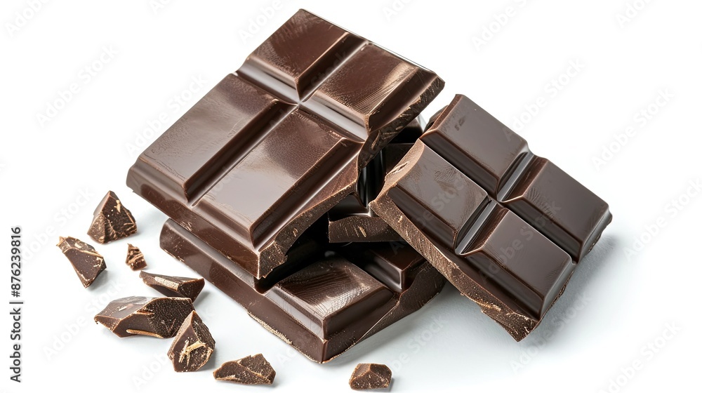 Top view of a whole dark chocolate bar on a white background, isolated. Top view of a whole dark chocolate bar on a white background, isolated.