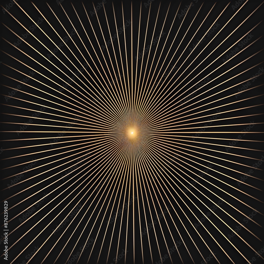 Intricate Black and Gold Radiant Line Pattern with Minimal Central Space Intricate Black and Gold Radiant Line Pattern with Minimal Central Space