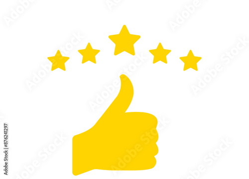 thumbs up sign and 5 stars.