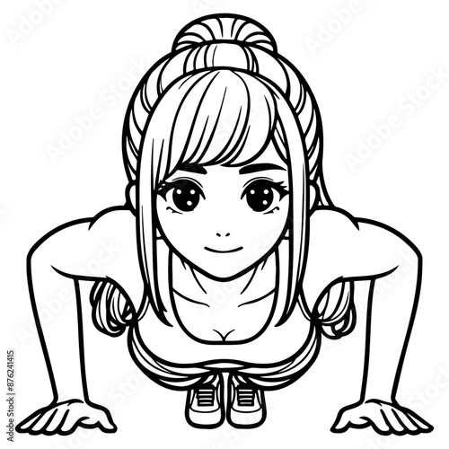 Woman Do Pushups.