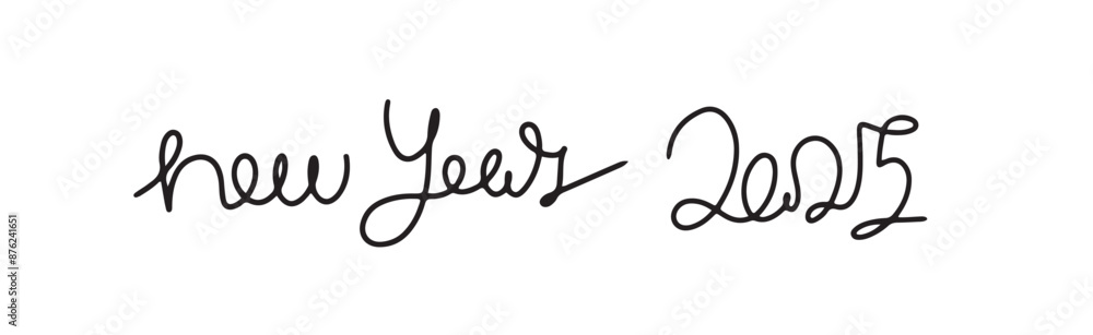 Continuous one line doodle drawing of new year 2025. Holiday concept, festive New year handwriting text, minimalist design. Continuous one line doodle drawing of new year 2025. Holiday concept, festive New year handwriting text, minimalist design.