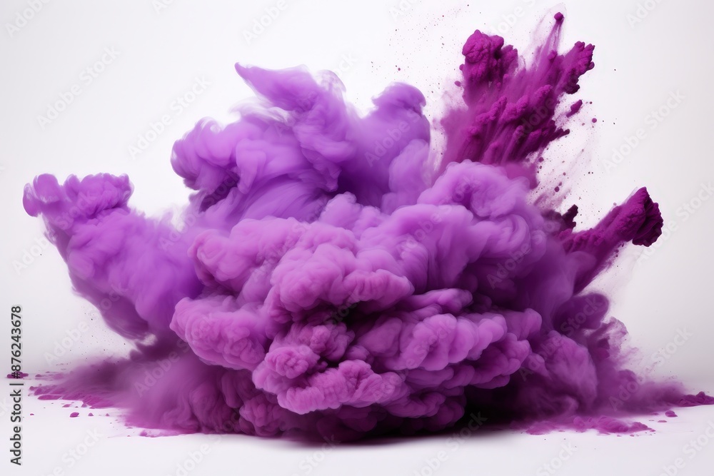 Fototapeta premium Abstract purple Ink Explosion, purple smoke powder explosion