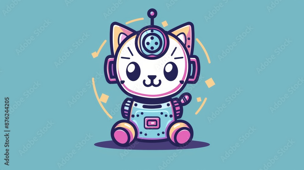 A whimsical drawing of a feline in a robot costume A whimsical drawing of a feline in a robot costume