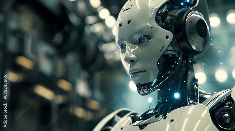 A close up of a female robot's face A close up of a female robot's face