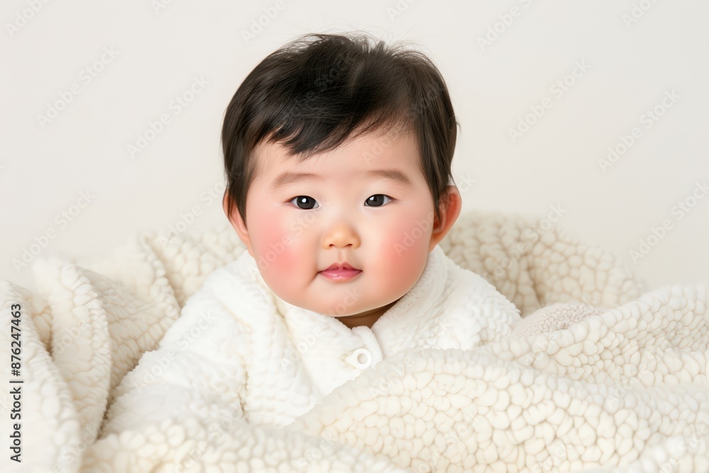 Cute Baby in Studio Setting with Blanket