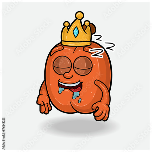 Peach Fruit Mascot Character Cartoon With Sleep expression. For brand, label, packaging and product.