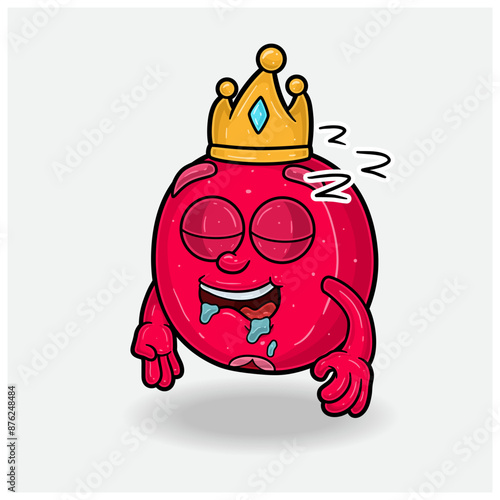 Cranberry Fruit Mascot Character Cartoon With Sleep expression. For brand, label, packaging and product.