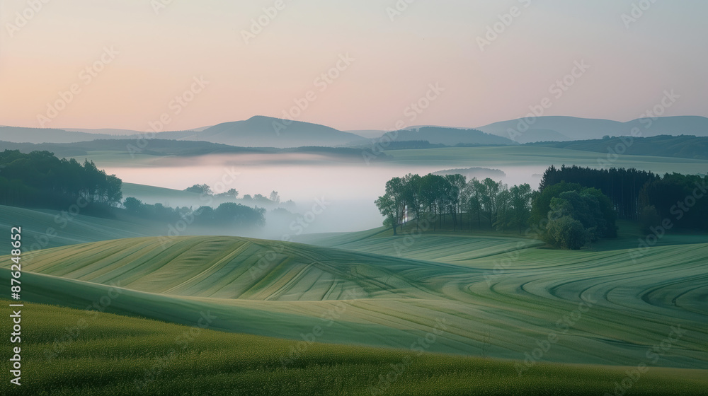 Fototapeta premium Calm and peaceful Saxony countryside landscape. Background image. Created with Generative AI technology.
