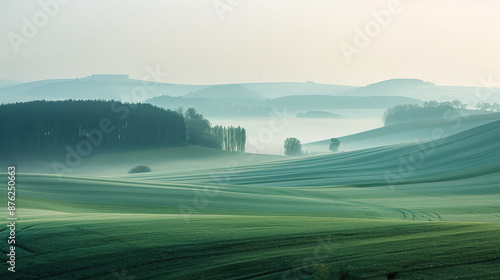 Calm and peaceful Saxony countryside landscape. Background image. Created with Generative AI technology.