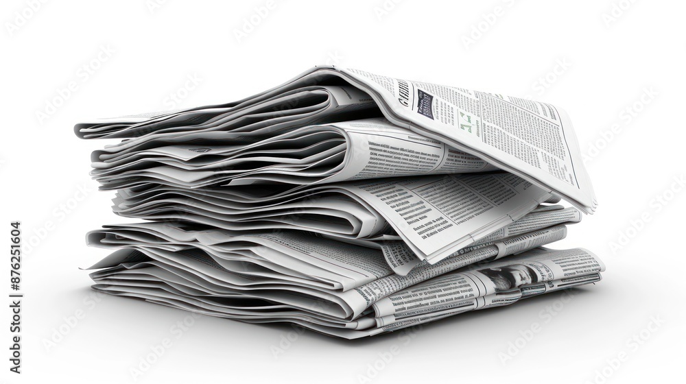 A stack of daily newspapers piled on top of each other, representing news, media, and information dissemination. A stack of daily newspapers piled on top of each other, representing news, media, and information dissemination.