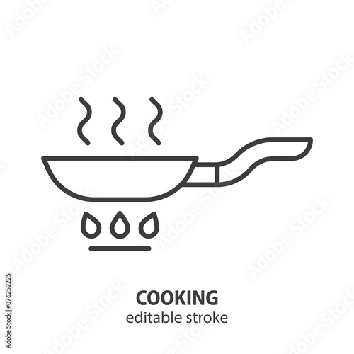 Pan line icon. Cooking vector illustration. Editable stroke.