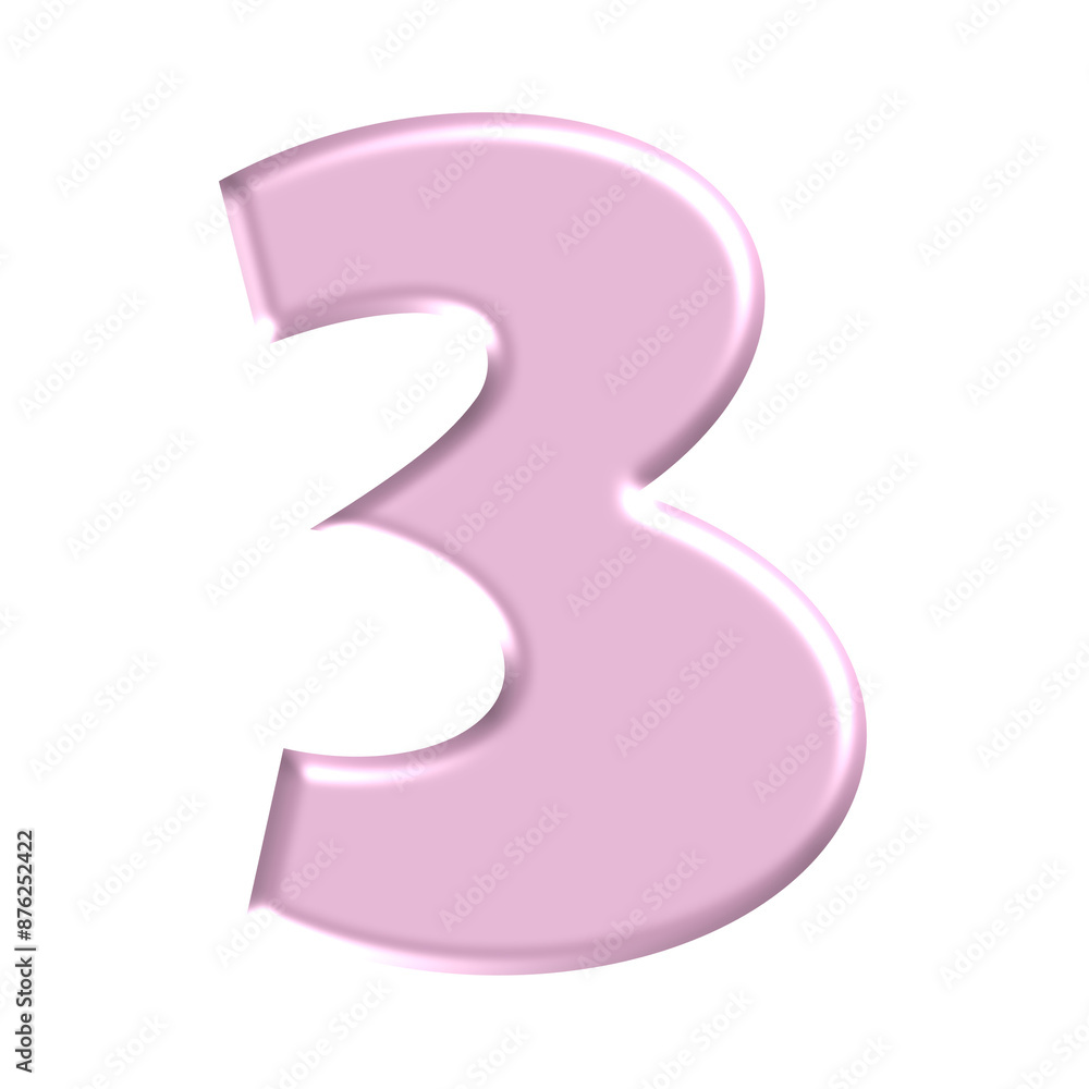 metallic pink 3d number three metallic pink 3d number three