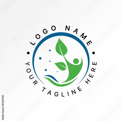 Logo design graphic concept creative abstract premium vector stock fit body active happy and leaf leaves nutrition. Related to nature water lifestyle