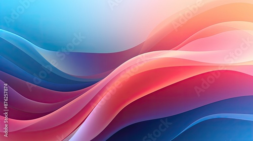 Abstract background with blue, pink, and red waves.