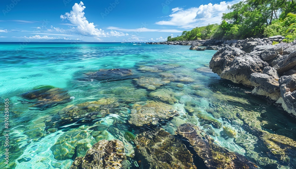 Generate an image of a beautiful beach with crystal clear water Generate an image of a beautiful beach with crystal clear water