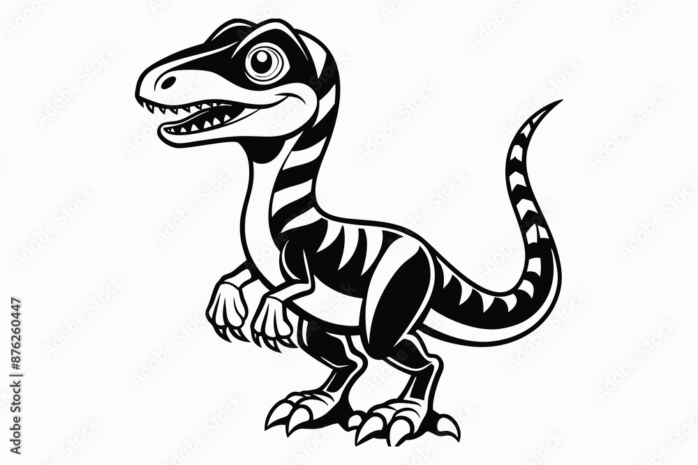 Fototapeta premium cartoon velociraptor silhouette vector illustration.eps