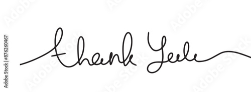 hand drawn Thank you. one line lettering isolated on white background. Usable for greeting cards, poster, banners, gifts.