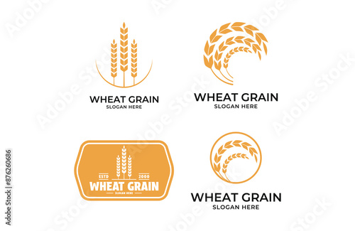 set collection wheat agriculture logo design concept idea