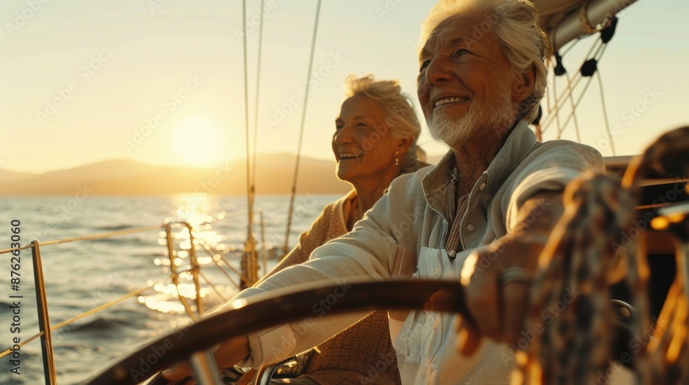 Elderly Couple Sailing at Sunset
Elderly Couple Sailing at Sunset