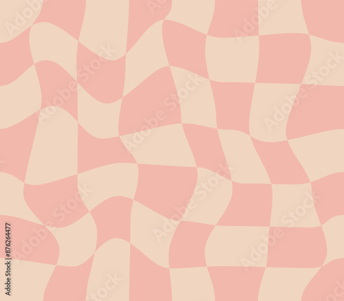 Distorted checkered pattern, groovy retro hippie seamless pattern, trippy chessboard, vintage background, distorted geometric pattern, abstract