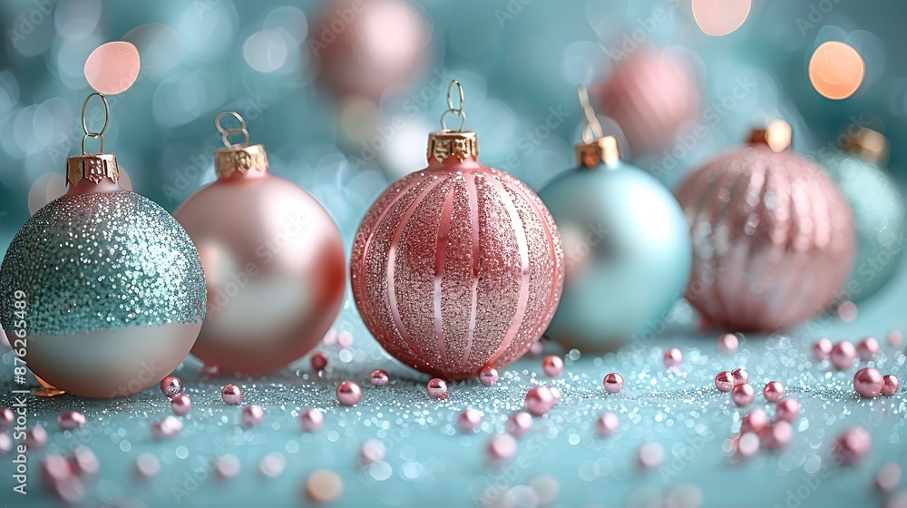 christmas holiday backdrop,elegant ornaments in pastel pink,green colors modern design for cards invitations banners luxury meets minimal in this trendy abstract celebration.photo christmas holiday backdrop,elegant ornaments in pastel pink,green colors modern design for cards invitations banners luxury meets minimal in this trendy abstract celebration.photo
