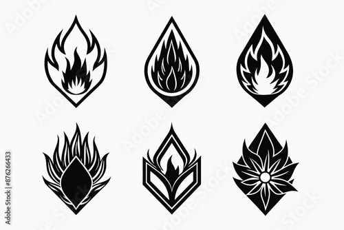 lineicons a six set of beautifully crafted fire.eps photo