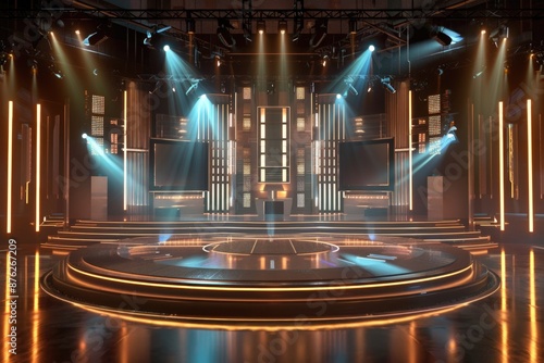 Huge TV show stage with beautiful lighting photo