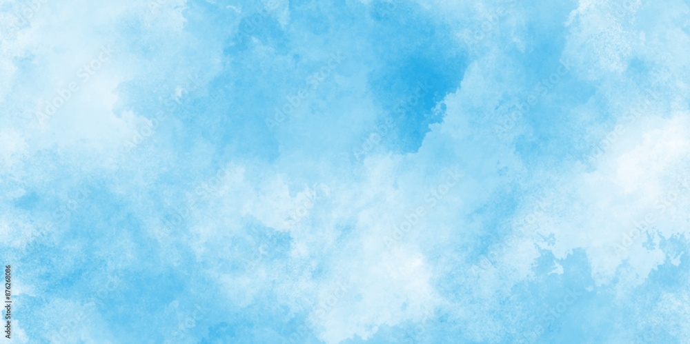 Abstract watercolor digital art painting of cloudy sky, gradient light sky blue shades watercolor background with stains, Modern and paper texture design with sky blue cloud paint brush for design. Abstract watercolor digital art painting of cloudy sky, gradient light sky blue shades watercolor background with stains, Modern and paper texture design with sky blue cloud paint brush for design.