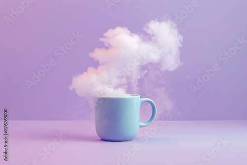 a cup of coffee with steam coming out of it photo