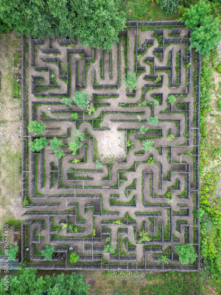 Aerial photo of a maze made of planks. Aerial photo of a maze made of planks.