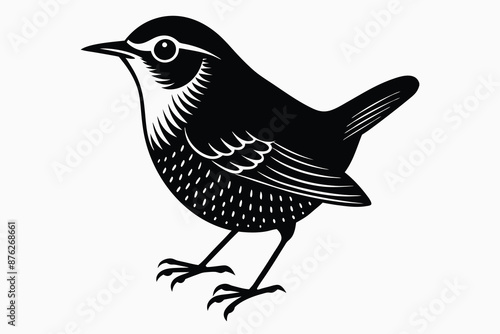 wren bird minimal silhouette vector.eps photo